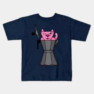 Cat loves coffee Kids T-Shirt